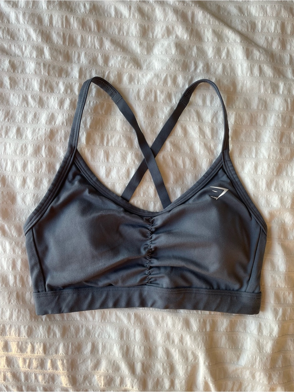 Gymshark Gray Ruched Strappy Sports Bra Size XS
